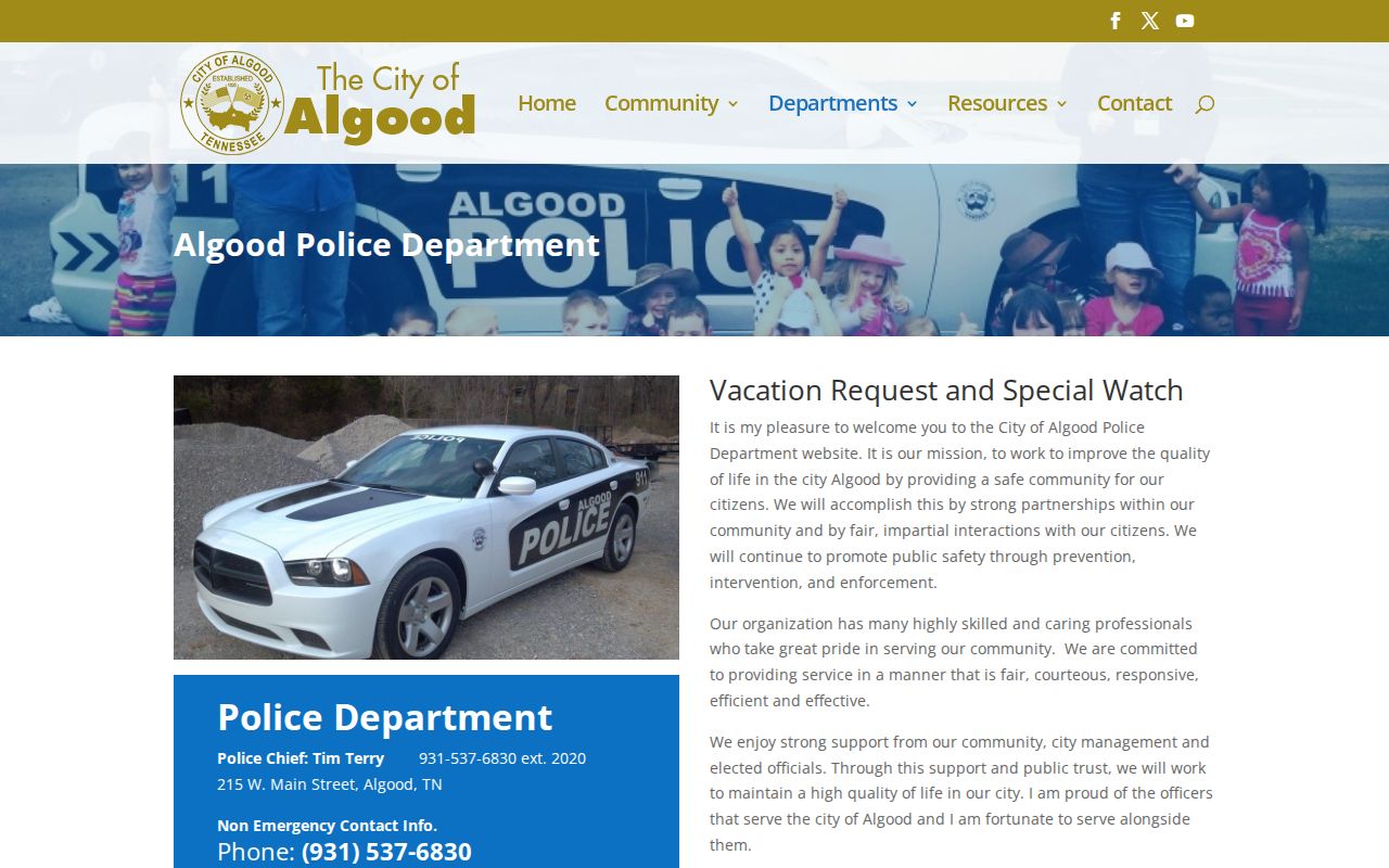 Algood Police Department record and police-request context