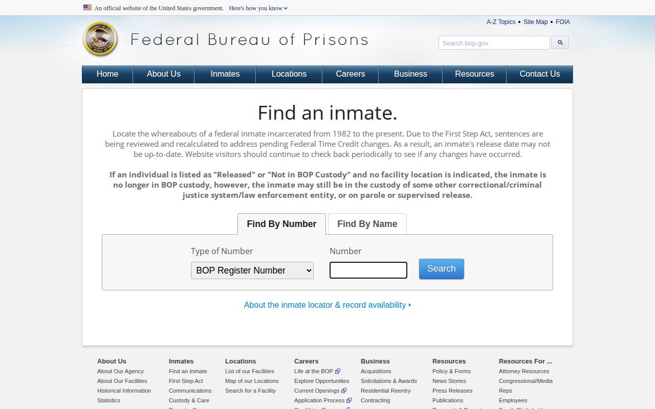 Federal custody locator relevant to Putnam County detention questions