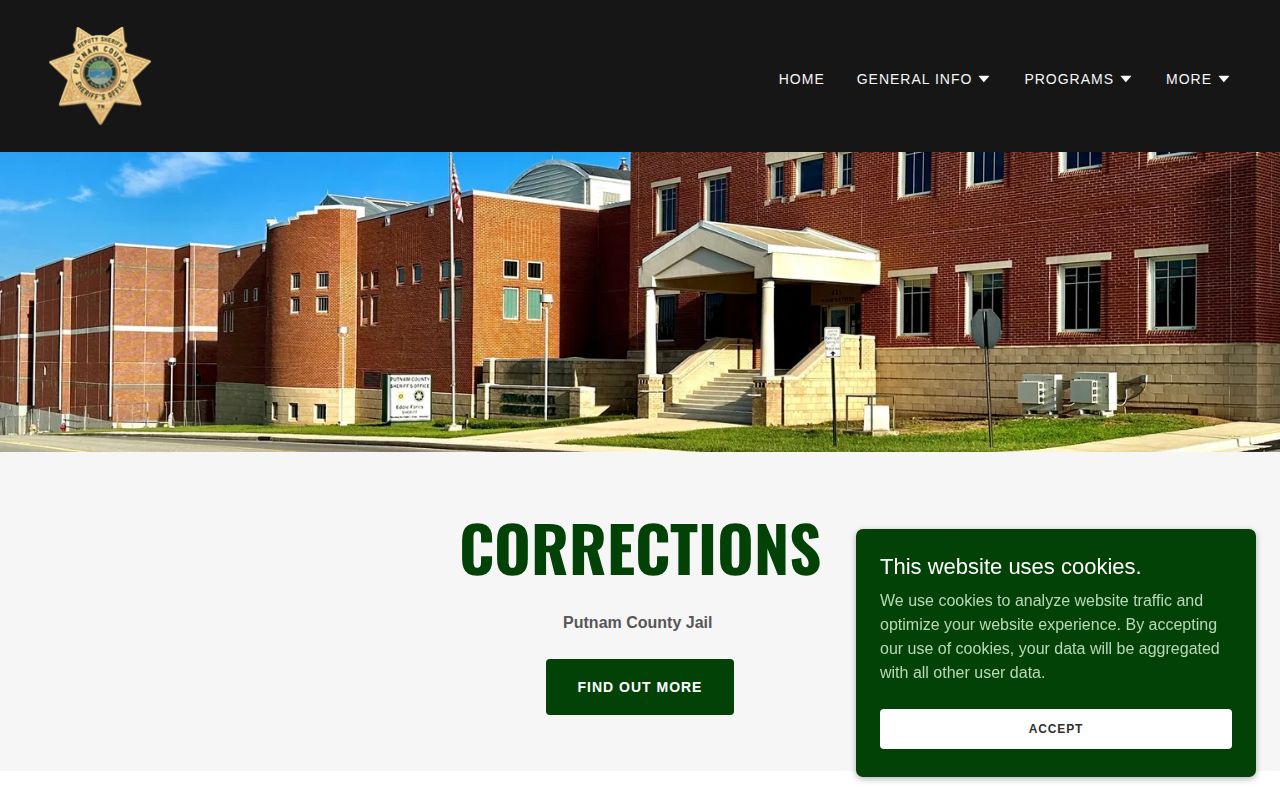 Putnam County corrections and adult booking route information